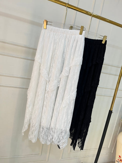 Summer Lacey Asymmetrical Long Skirts